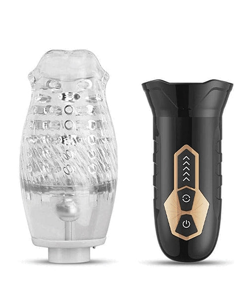 The cup of the The Male Rose 1: Rotating is detached from the powered handle, showcasing how the two pieces can detach for easier cleaning. | Kinkly Shop
