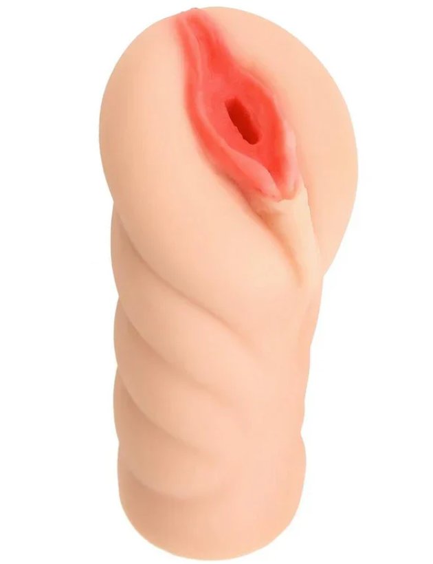 Side view of the Carter Cruise Pussy stroker. The side of the stroker features ripples for easier gripping. | Kinkly Shop