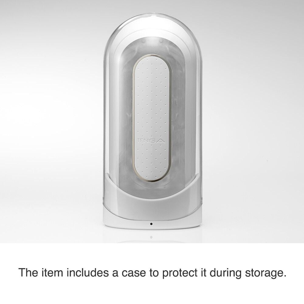 The TENGA Flip Zero Vibrating shown inside of its packaging | Kinkly