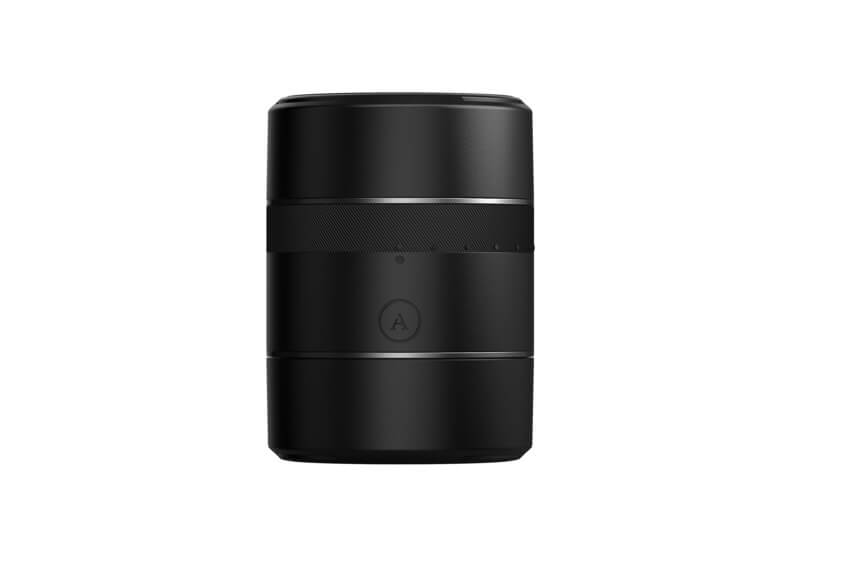 The Arcwave Voy shown with both of its lids screwed on. It looks like a portable Bluetooth speaker. | Kinkly Shop
