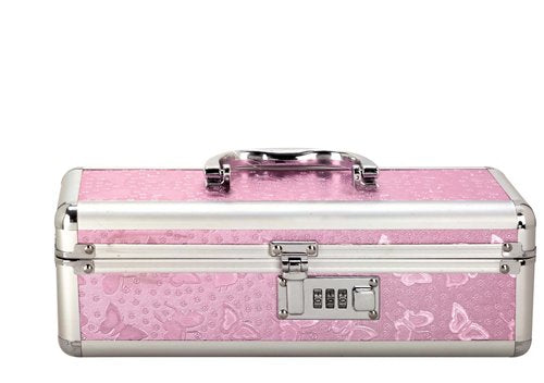 The Lockable Vibrator Case fully closed. There's a grippable handle on top and a 3-digit padlock device built into the front of the case. | Kinkly Shop