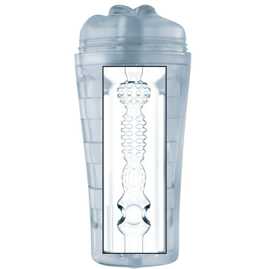 Cross-section of the internal texture of the Courtney Diamond Deluxe Clear Mouth shows the texture inside of the toy. It's see-through to see when the shaft is slid inside. | Kinkly Shop