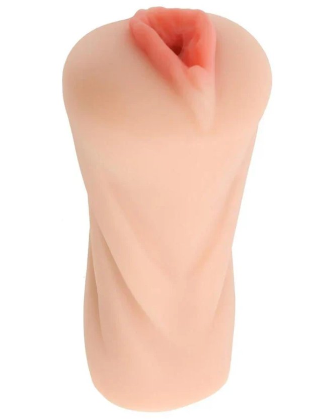 View of the side of the Ariana Marie Pussy stroker. There's rippling all along the outside of the stroker for easier gripping. | Kinkly Shop