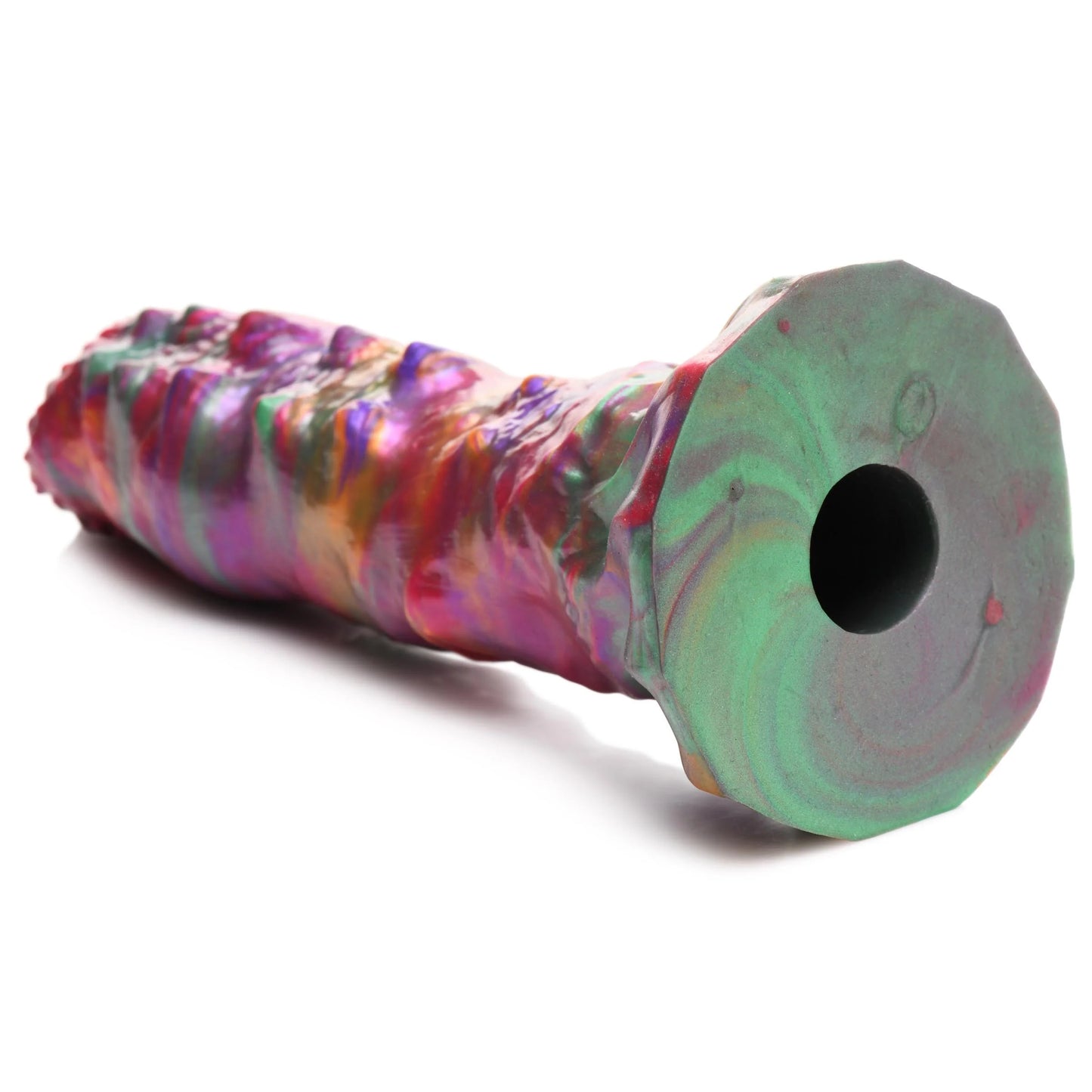 Close up on the base of the Creature Cocks Larva Ovipositor with Eggs, showcasing the large hole in the base that makes it possible to push the eggs through | Kinkly Shop