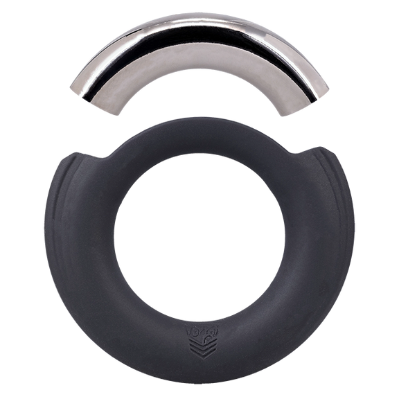 The Fort Troff Pinch Zero shown with the magnetic piece removed, showcasing how it can be taken out to put on the cock ring more easily. | Kinkly Shop