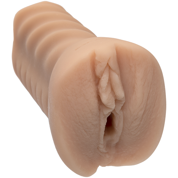 The Signature Strokers Mckenzie Lee stroker. It's close up. The vulva is directly molded from Mckenzie Lee's vulva. | Kinkly Shop