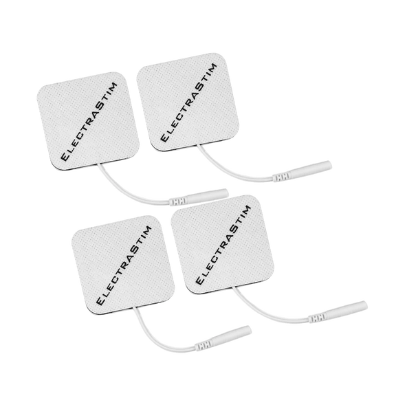 The ElectraStim Square Self-Adhesive Pads shown in front of a plain white background | Kinkly