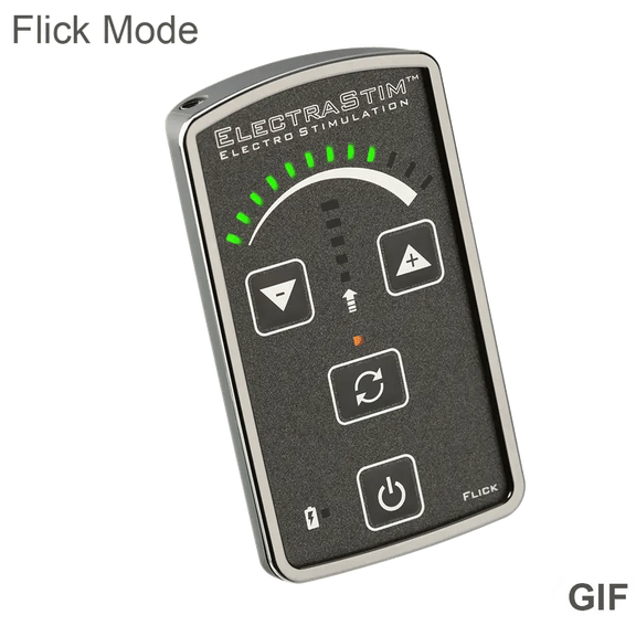GIF shows the ElectraStim Flick being flicked to showcase its moving response design. | Kinkly