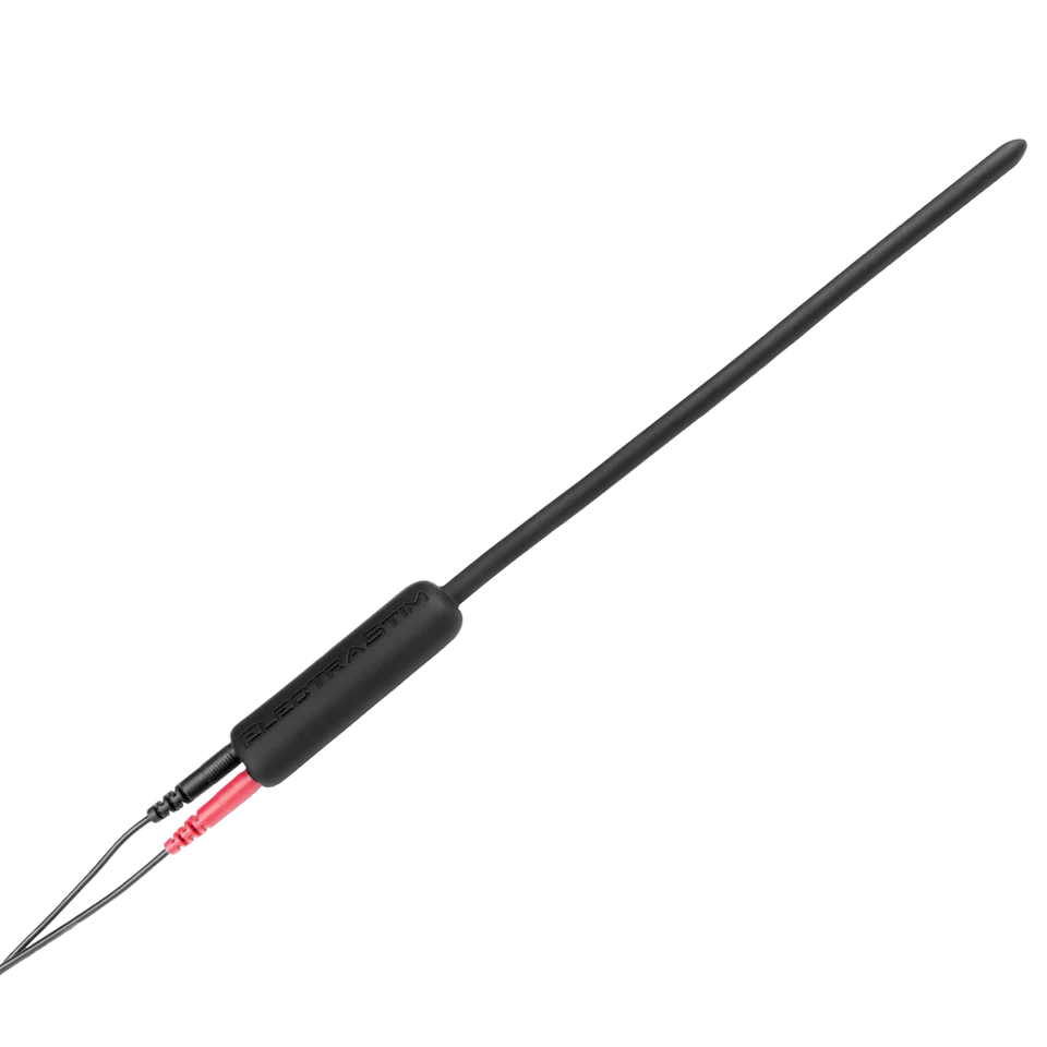The base of the ElectraStim Flexible Electro Sound plugged into the electrosex powerbox, allowing the sound to have electrosex stimulation. | Kinkly