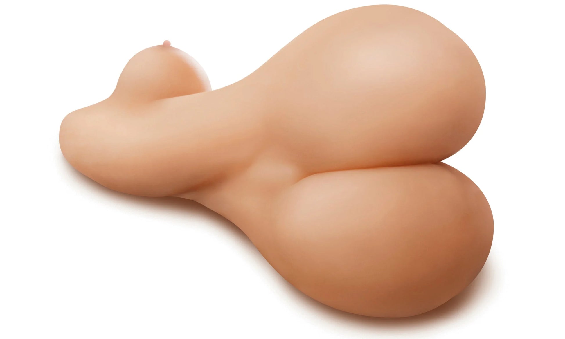 The Fuck Me Silly: Mega Slut shown twisted, showcasing that the backside of the stroker has realistic curves on the butt. | Kinkly Shop