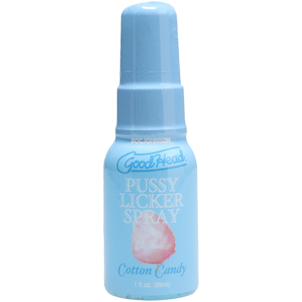 The bottle of the GoodHead Pussy Licker Spray in Cotton Candy | Kinkly