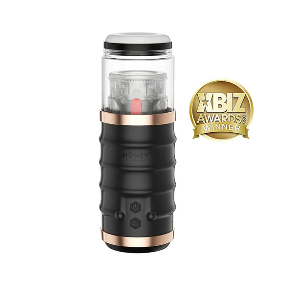 Honey Play Box Automatic Warrior in front of a plain white background shown next to the "XBiz Awards Winner 2023" award icon | Kinkly Shop