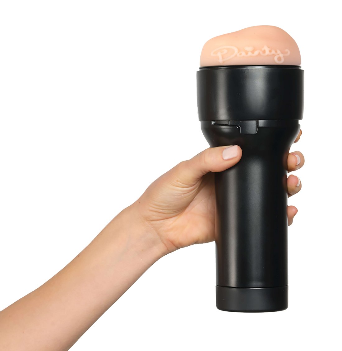 A hand holds the FeelStars FeelDainty Stroker. The stroker looks like it fits really comfortably into the person's hands. | Kinkly Shop
