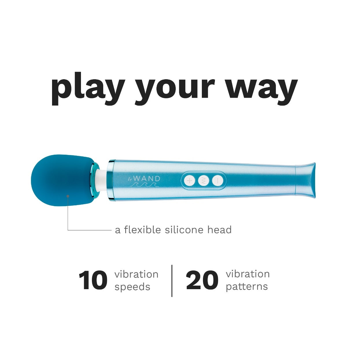 Play your way with 10 vibration speeds and 20 vibration patterns. The Le Wand Dive Waterproof Wand has a flexible silicone head too. | Kinkly Shop