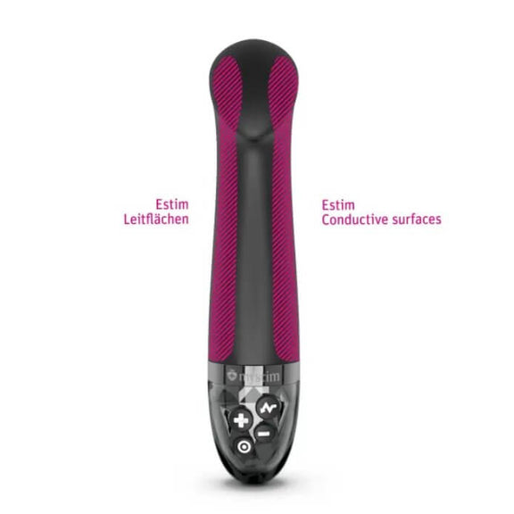 An image of the Mystim Right on Ron with the electrosex panel areas superimposed over the image. Both of the sides of the Mystim Right on Ron are conductive e-stimulation surfaces. | Kinkly Shop