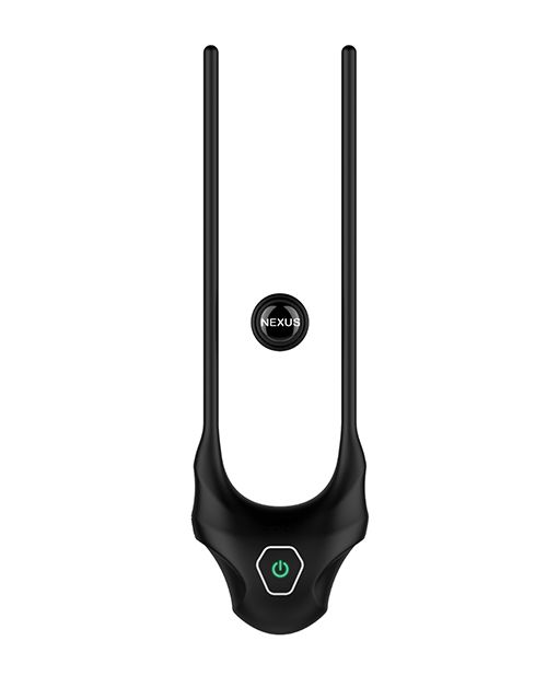 The Nexus Forge Lasso Vibrating Ring with the adjustment bead shown off the tails of the Lasso cock ring. | Kinkly Shop