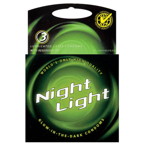 Condones Night Light que brillan en la oscuridad (paquete de 3)