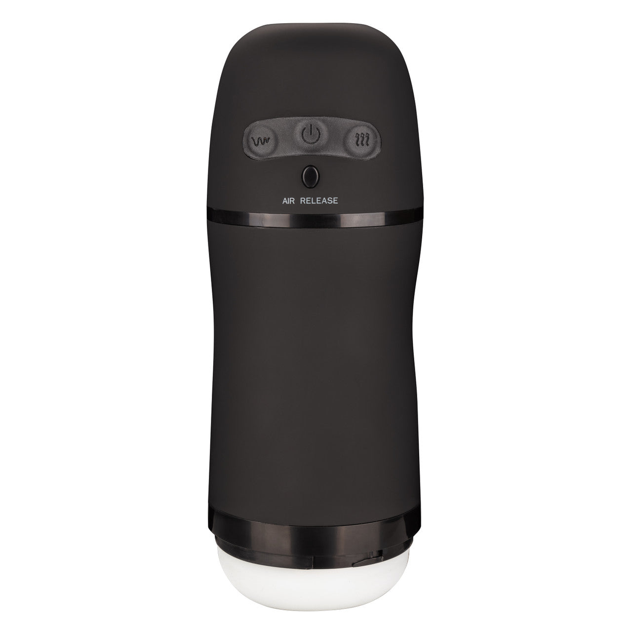 The Optimum Power Pulsar Stroker in front of a plain white background. The stroker has three buttons on it to easily control the functions. | Kinkly Shop