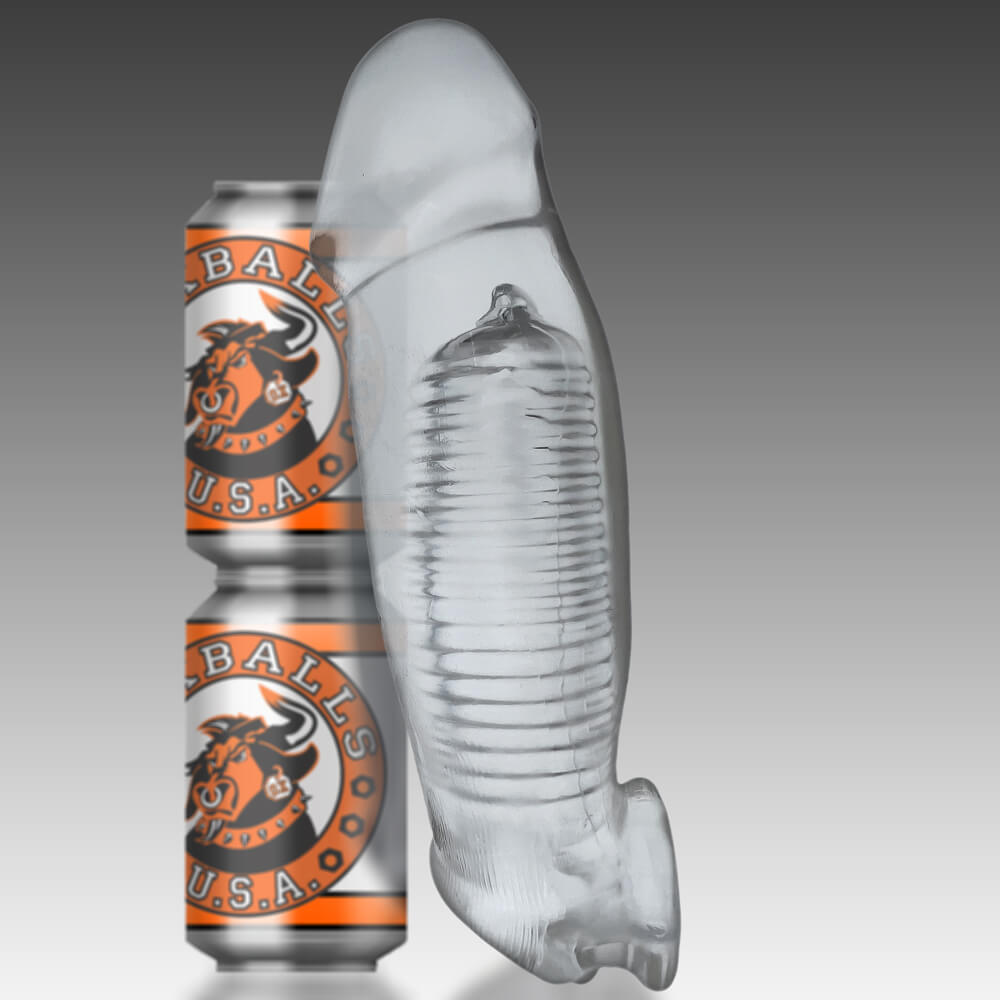 The Oxballs Hulk shown next to two soda cans. The dildo is thicker AND taller than two soda cans stacked together. | Kinkly Shop