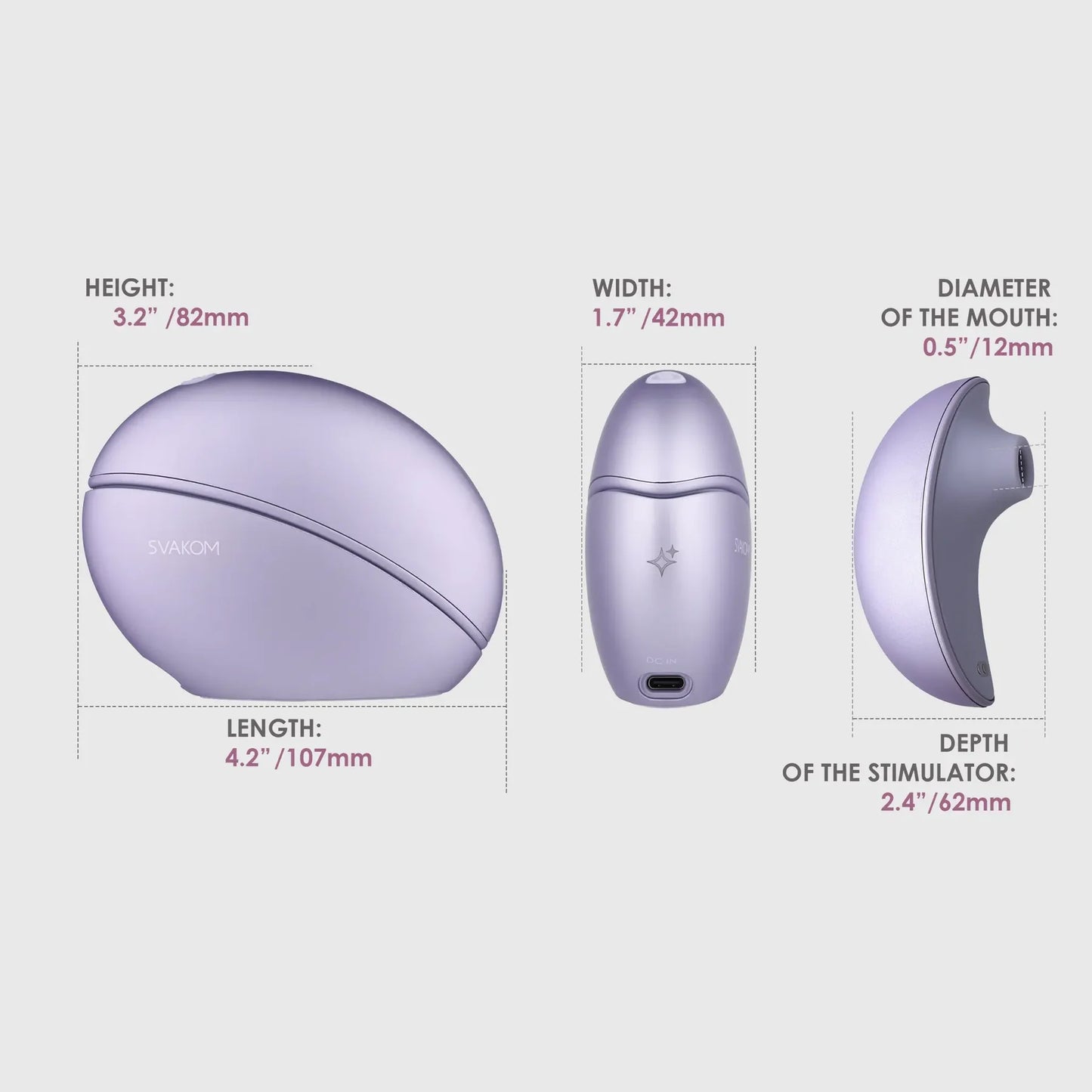 The Svakom Pulse Galaxie with measurements of the item superimposed overtop of the toy's size. | Kinkly Shop