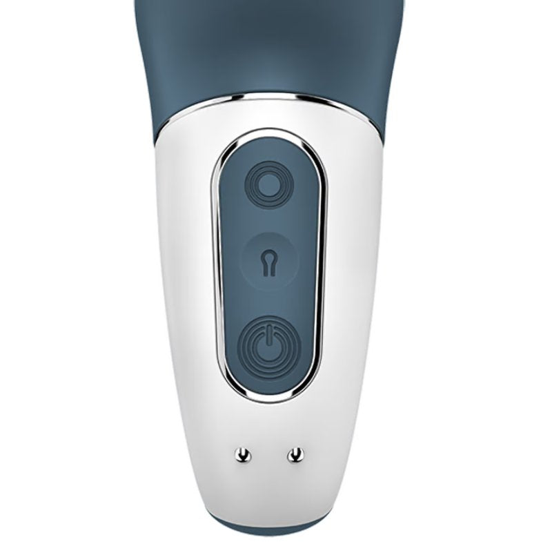 Close-up of the three buttons on the base of the Satisfyer Air Pump Booty 2. | Kinkly Shop