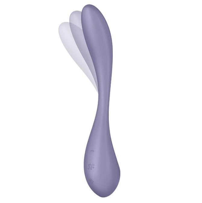 The Satisfyer G-Spot Flex 5 with multiple images shown on top of the vibrator, showcasing how the tip bends as desired. | Kinkly Shop