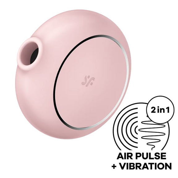 Satisfyer Pro To Go 3 shown next to an illustrated icon that says "Air Pulse + Vibration. 2 in 1" | Kinkly Shop