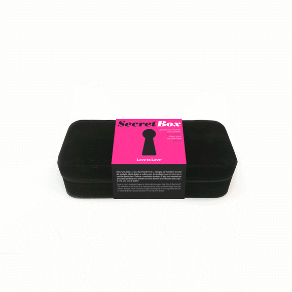 GIF shows the Love to Love Secret Box open and being loaded up with sex toys. It fits four different sex toys in it when it's not zipped shut. | Kinkly Shop
