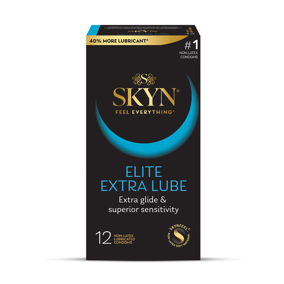 Packaging for the SKYN Non-Latex Condoms - Elite Extra-Lube 12 pack of condoms | Kinkly Shop