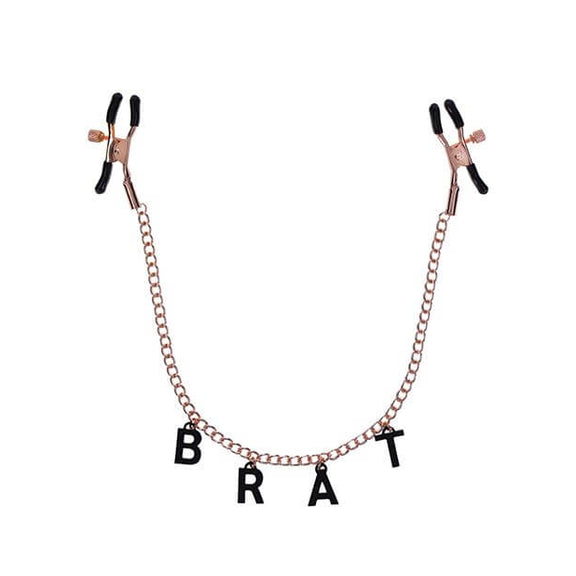 The Sportsheets Brat Charmed Nipple Clamps up against a plain white background. | Kinkly Shop