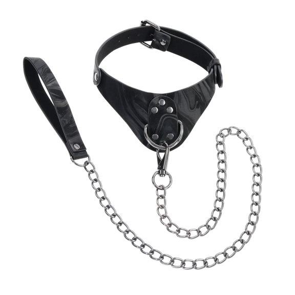 Sportsheets Velvet Noir Collar and Leash in front of a plain white background | Kinkly