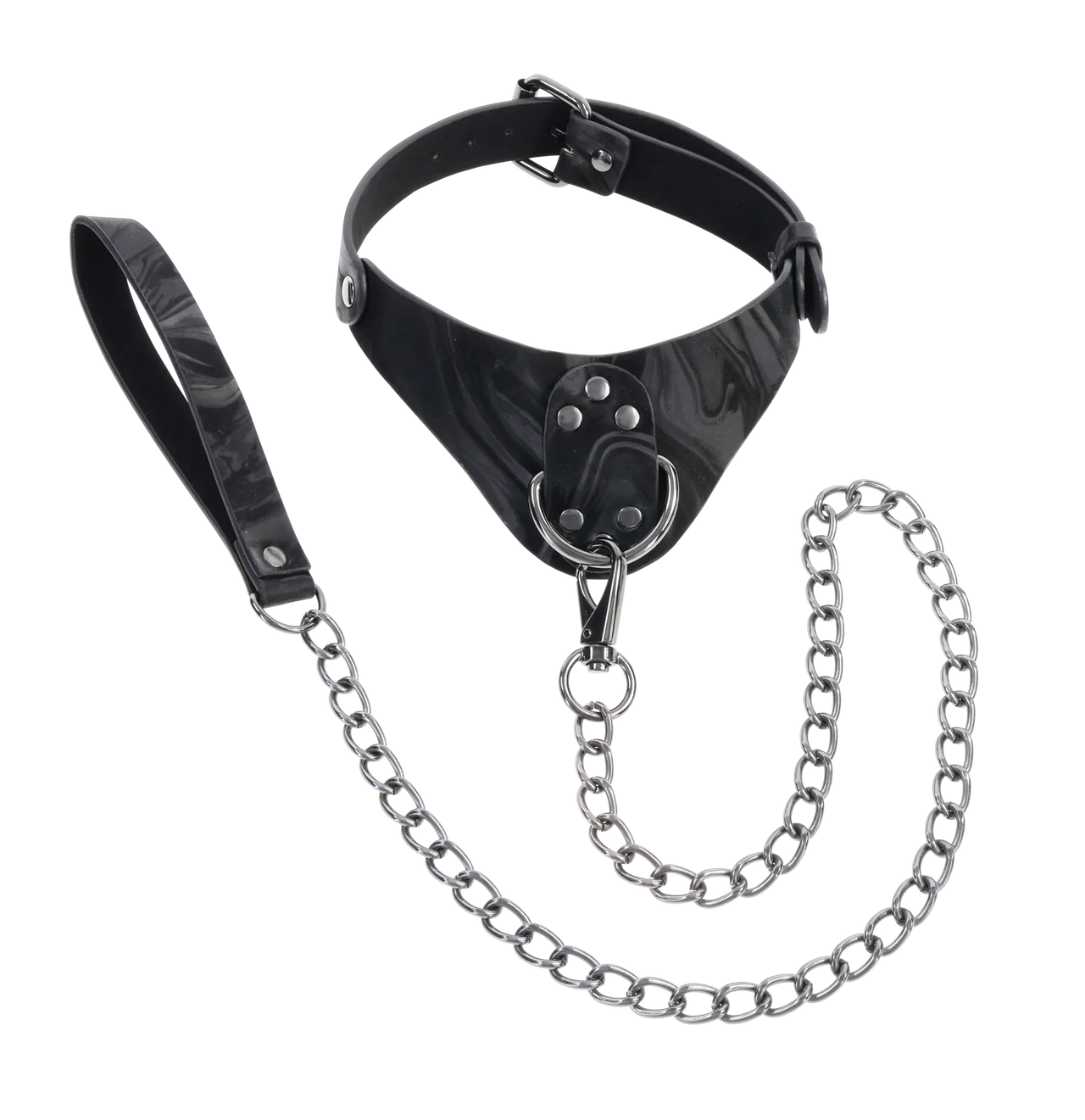 Sportsheets Velvet Noir Collar and Leash in front of a plain white background | Kinkly