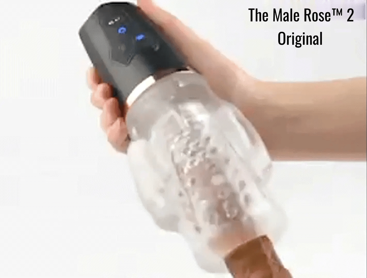 GIF of The Male Rose 2: Sucking & Vibrating shows it in use. The toy doesn't rotate. It vibrates and sucks. | Kinkly Shop