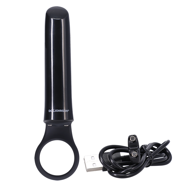 Bullet vibrator and the charging cable that come with the Signature Dolls TransGirl - Natalie Mars. This bullet can be slid inside the doll to instantly cause the doll to vibrate. | Kinkly Shop