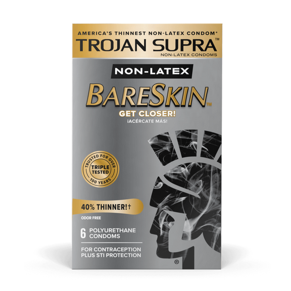 Packaging for the Trojan BareSkin Supra - Non-Latex in a 6 pack | Kinkly Shop