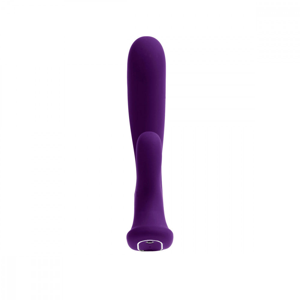 Front view of the VeDO Wild showcases the curved base, and thicker-than-the-clitoral-arm shaft | Kinkly Shop