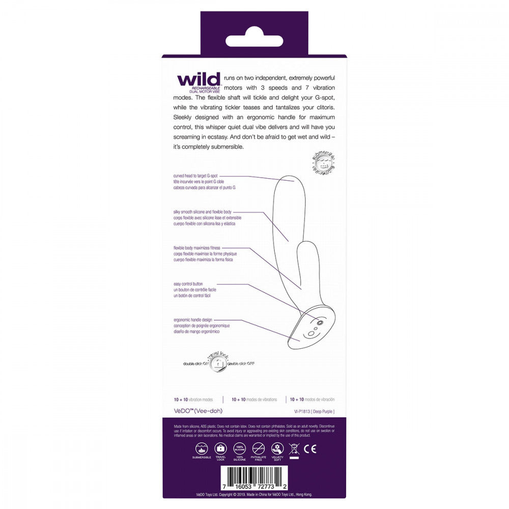 Backside of the packaging of the VeDO Wild | Kinkly Shop