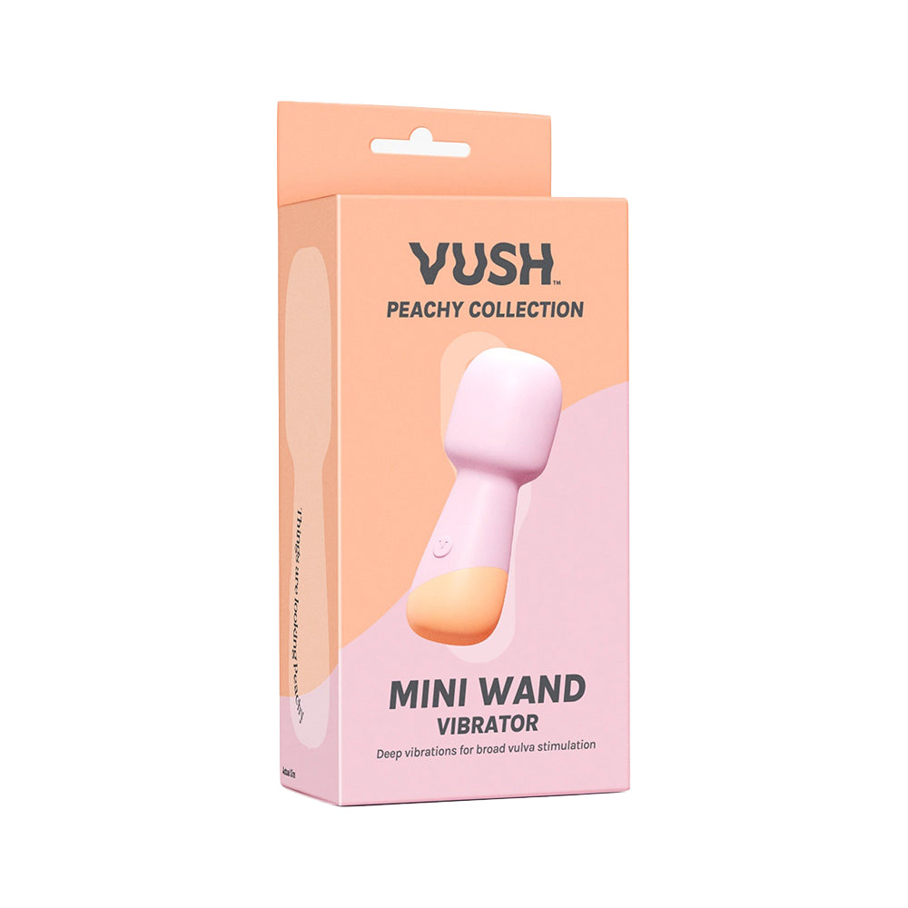 Packaging for the VUSH Peachy Mini Wand | Kinkly