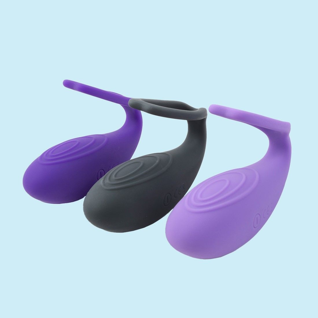 The three colors of the Wet for Her RockHer 2.0 shown next to one another, allowing for easy comparison. | Kinkly Shop