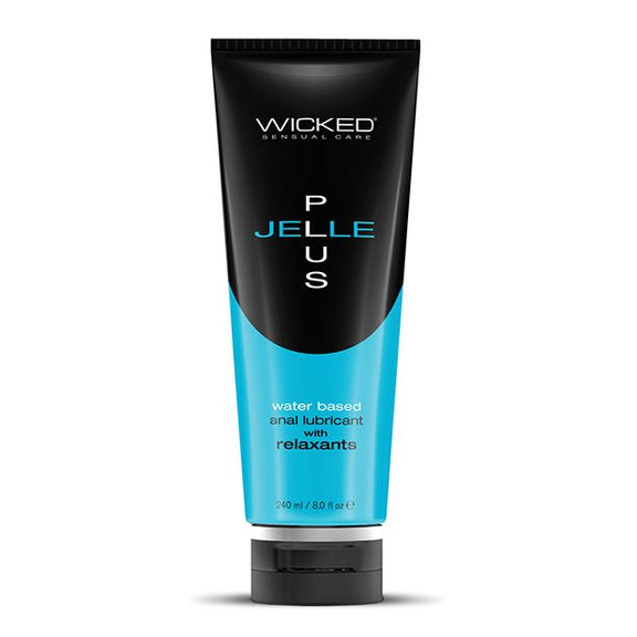 The 240ml bottle for the Wicked Jelle Plus Relaxing Anal Lube | Kinkly Shop
