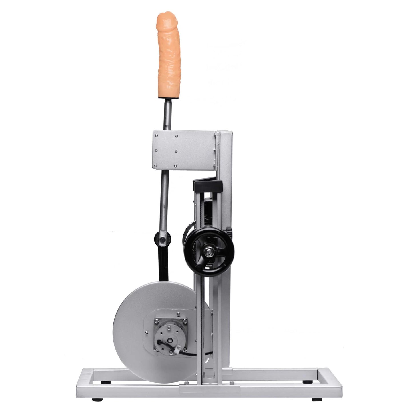 The Maestro Multi-Faceted Sex Machine is positioned entirely upright at a full 90-degree angle towards the ceiling. This showcases its ability to be used entirely upright, unlike a lot of sex machines. | Kinkly Shop