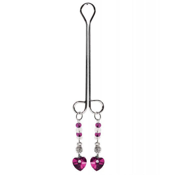 The Bijoux de Nip Clit Clamp with Heart Charm up against a white background | Kinkly Shop