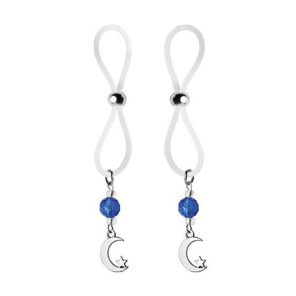 Bijoux de Nip Nipple Halos with Moon and Star Charm up against a white background | Kinkly Shop