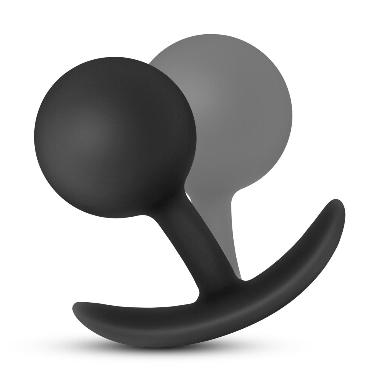 Image shows the flexibility of the neck of the Blush Luxe Vibra Round Butt Plug with a slightly bent retention area on the butt plug | Kinkly Shop