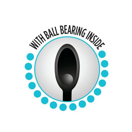 Illustrated image shows how the Blush Luxe Vibra Slim butt plug functions. It shows an X-ray image of the plug's interior chamber which shows a small, weighted, inner ball inside of the empty, hollow chamber of the butt plug. The text on top of this illustration states "With ball bearing inside". | Kinkly Shop