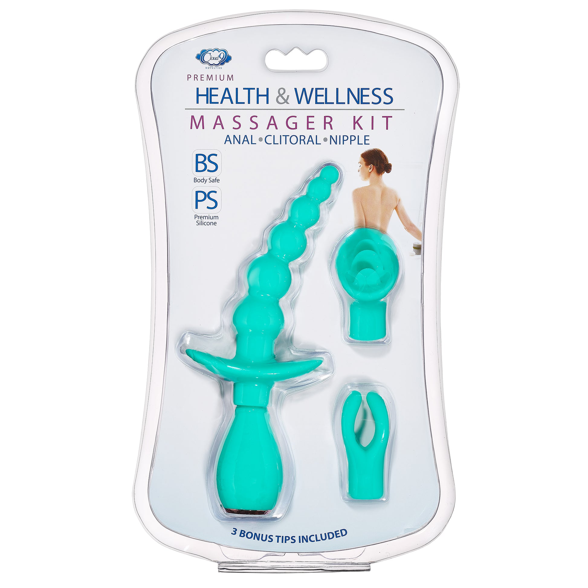 Cloud 9 3-Tip Massager Kit packaging | Kinkly Shop