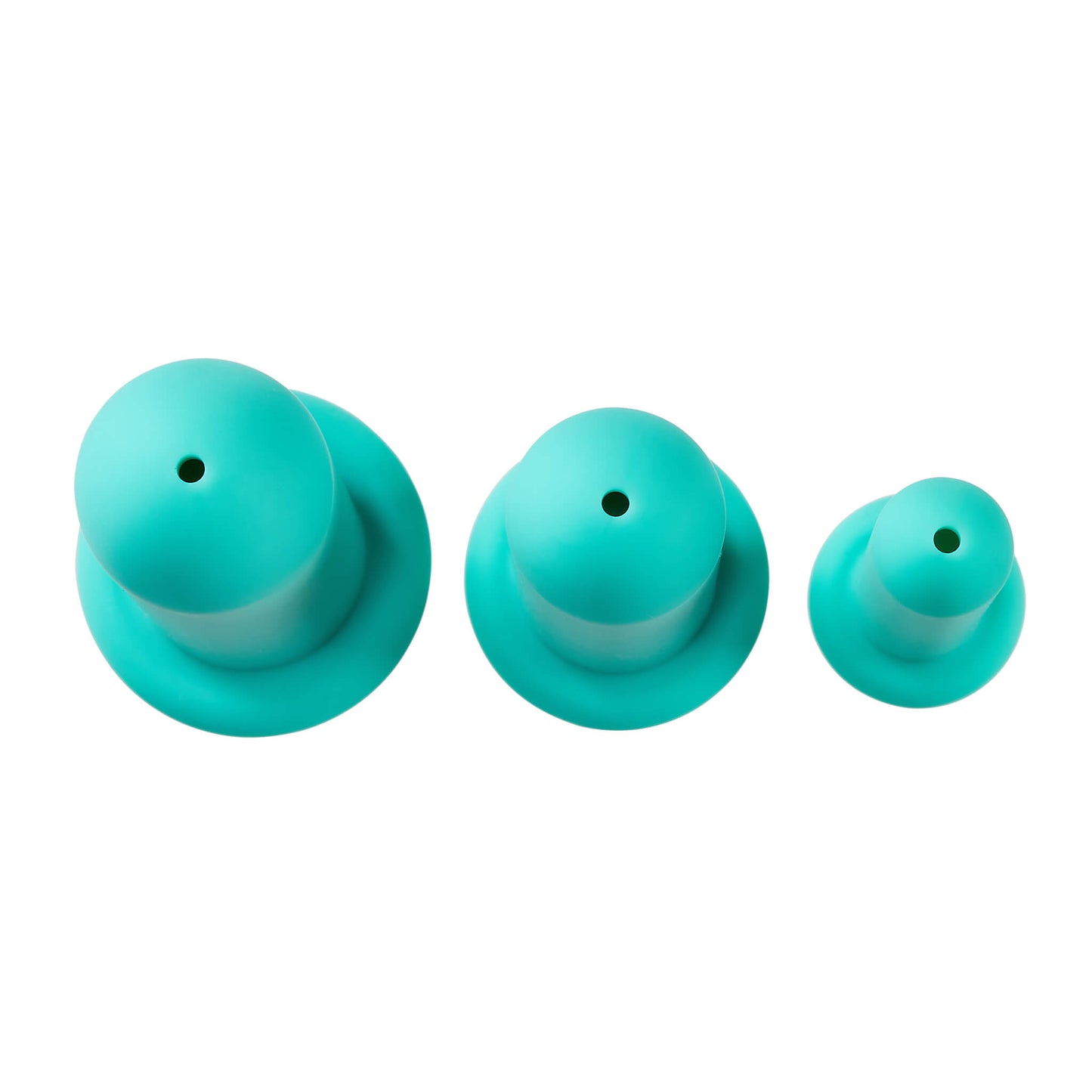 A top-down view of the Cloud 9 Silicone Anal Dilator Kit and Vaginal Dilator Kit shows the open tip design that works for easy lubrication during use. | Kinkly Shop