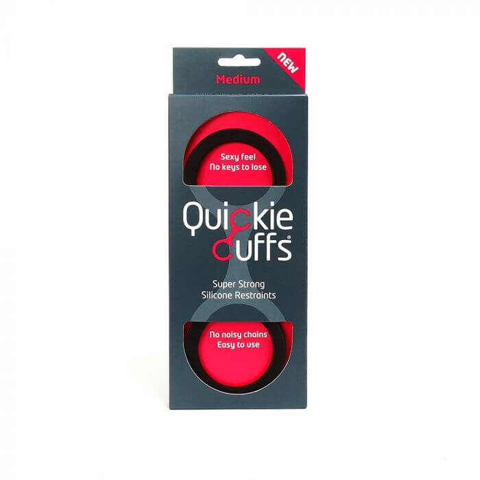 Quickie cuffs included in the Fifty Days of Play Bondage Bundle. The silicone cuffs are still in their packaging. | Kinkly Shop