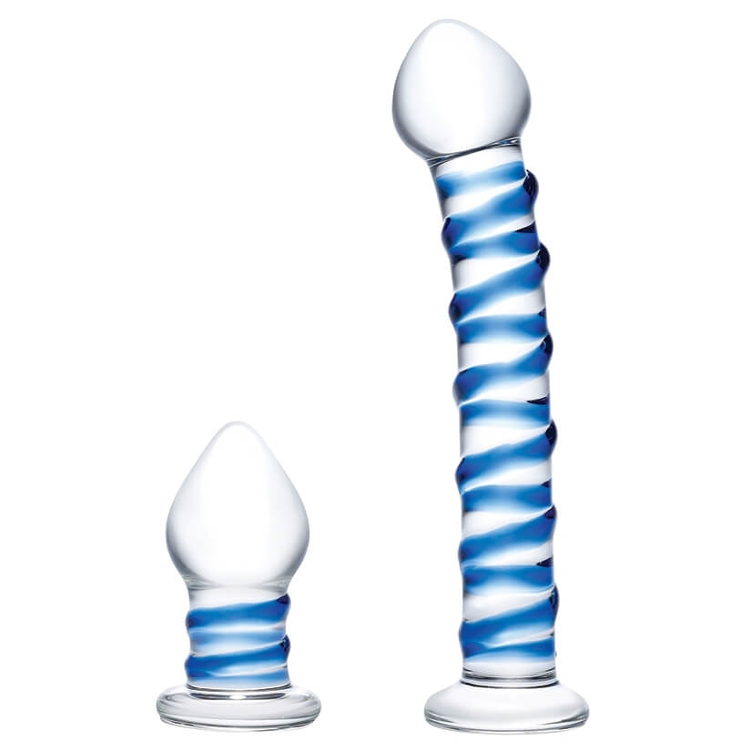 Glas Double Penetration Kit: Firm Glass Dildo & Plug Combo Kinkly Shop Glas Double Penetration Kit: Firm Glass Dildo & Plug Combo Kinkly Shop
