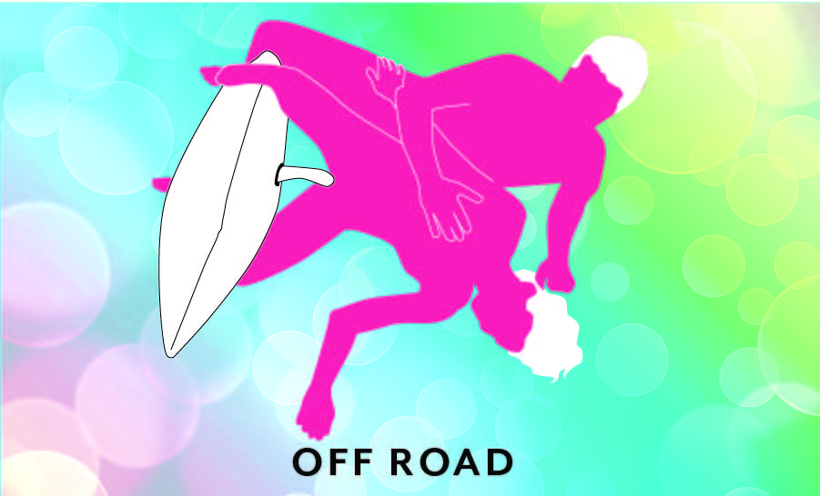 Off Road sex position which shows two people spooning cuddling while the Liberator Humphrey with a dildo inserted is gripped between the little spoon's legs to insert a dildo into the body | Kinkly Shop